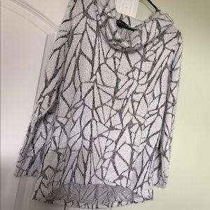 Cozy Gray Patterned Cowl Neck Women's Sweater